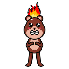 funny illustration of angry angry fire in his head

