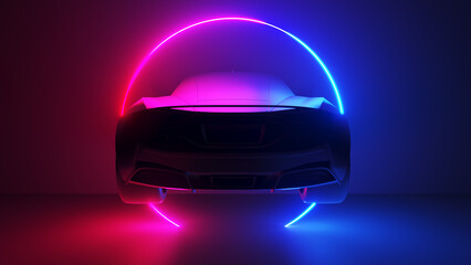 Plakat 3d rendered illustration of a neon style sports car