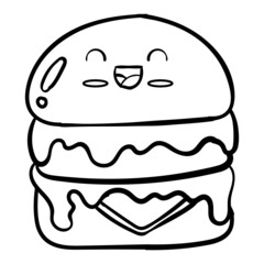 Cute Burger cartoon vector character.