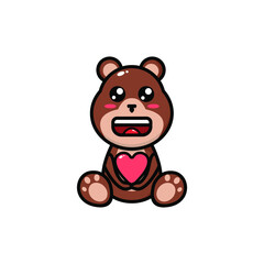 illustration of a cute and cute bear dancing and giving love