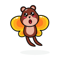 illustration of cute bear flying with butterfly wings

