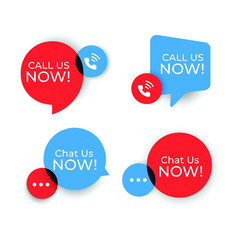 call and chat us now icon design template