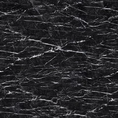 Rolgordijnen Contrast black marble texture with white lines. Seamless square background, tile ready. © Dmytro Synelnychenko