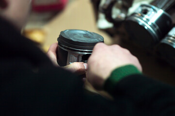 engine repair assembly of pistons for a turbo engine power increase