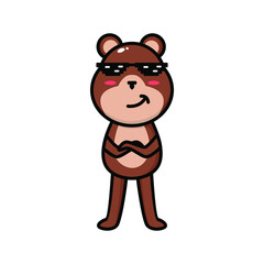 cute bear illustration wearing thug life glasses
