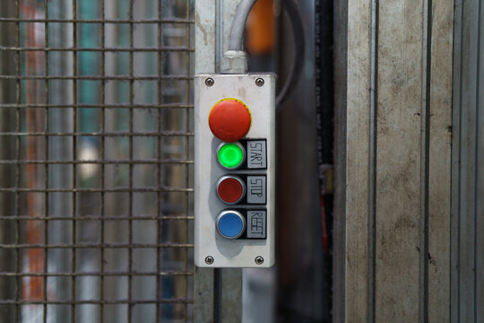 old, dirty industrial switching button control panel
