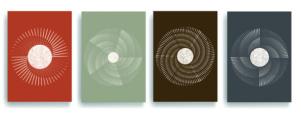 Solar symbol . Vector illustration . Vintage sun logo . Minimal design element . Abstract geometric shape . Sunburst .