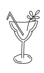 Hand-drawn illustration of the contour cocktail. Vector illustration