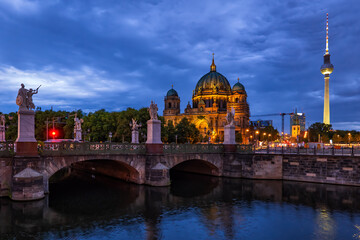 Evening Skyline Of Berlin With Cathedral