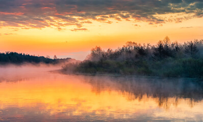 sunrise over the river
