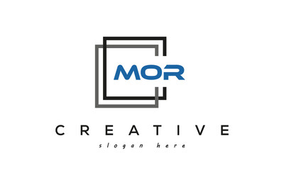 MOR creative square frame three letters logo
