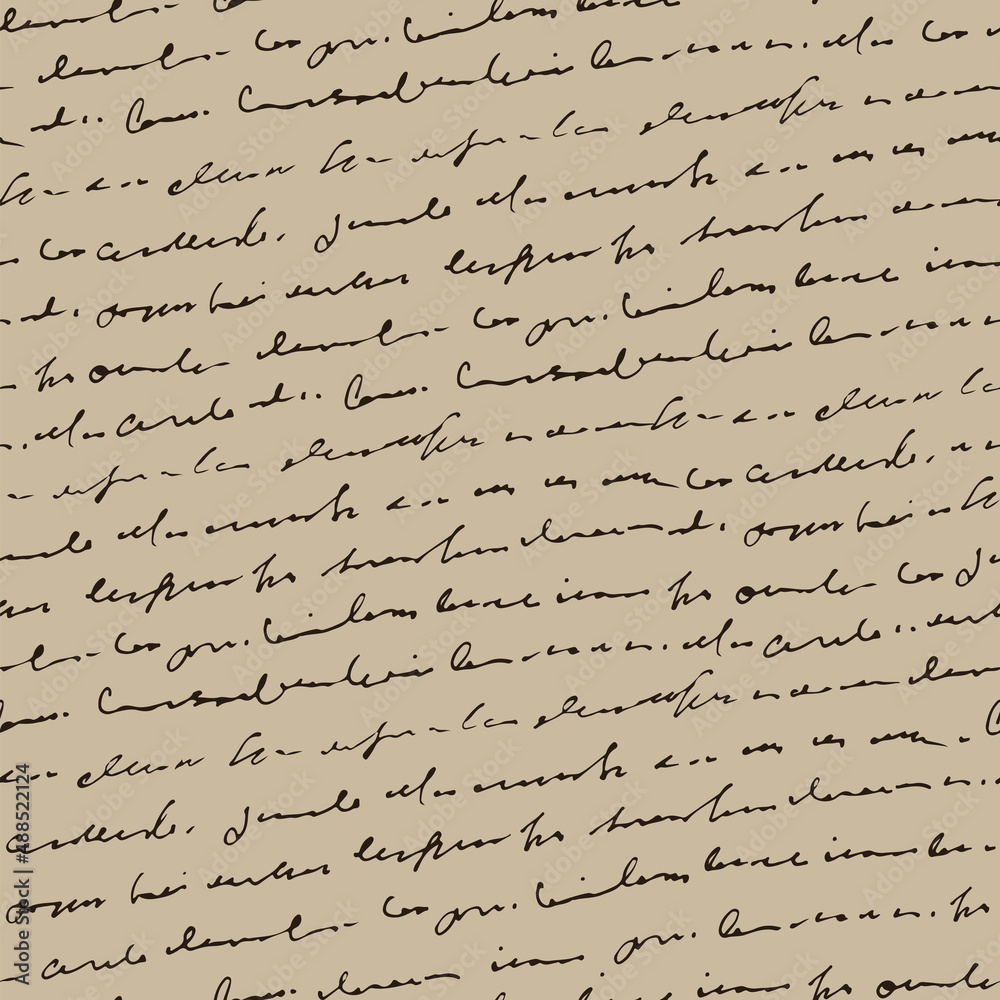 Poster Handwritten abstract text seamless pattern, vector monochrome script background