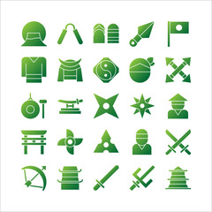 Ninja icon set vector gradient for website, mobile app, presentation, social media.