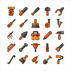 Carpenter icon set vector flat line for website, mobile app, presentation, social media.