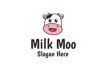 fun cow, food and drink logo design template