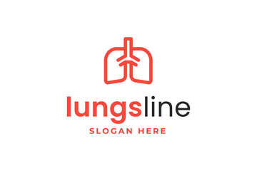 Fototapeta premium line art lungs, medical logo design template