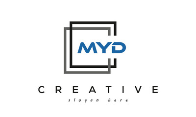 MYD creative square frame three letters logo - obrazy, fototapety, plakaty