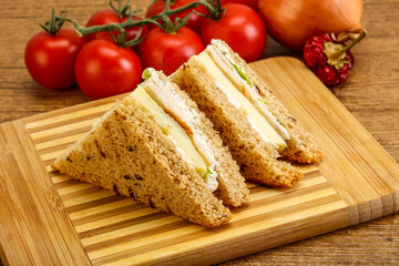 Club sandwich with chicken and cheese