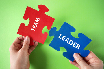 one puzzle with word team connects to other puzzles with word leader, a puzzle in the hand of a...