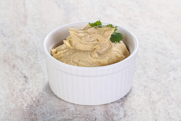 Traditional Jewish Hummus with olive oil