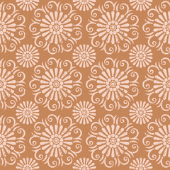Seamless floral pattern with simple ornate design flower