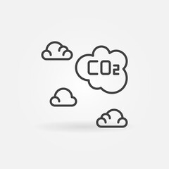 Clouds and Carbon Dioxide CO2 vector concept line icon