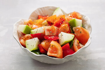fresh uncooked vegetables in white bowl preparation food