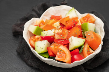 fresh uncooked vegetables in white bowl preparation food