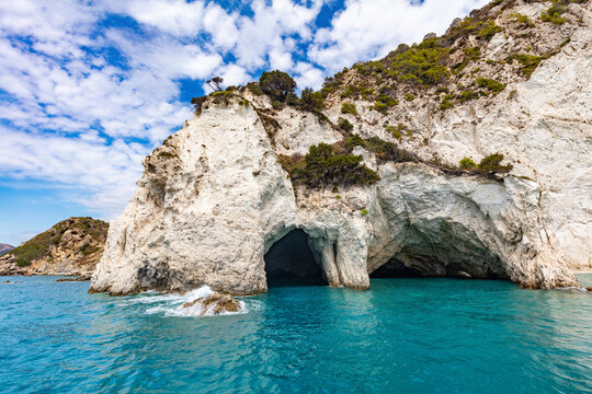 Keri caves and cliff in Zakynthos, Greece. Ionian sea.