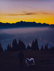 sunset on the mountain in Bavarian Alps
