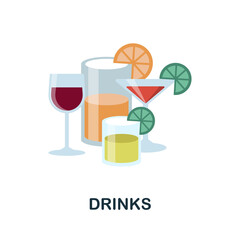 Drinks flat icon. Colored element sign from celebration collection. Flat Drinks icon sign for web design, infographics and more.