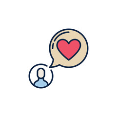 Man and Heart in Speech Bubble vector concept colored icon