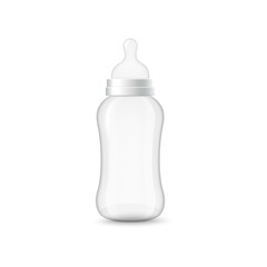 Newborn baby bottle template realistic vector illustration isolated on white.