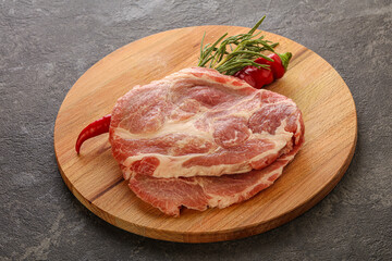 Raw pork meat neck steak