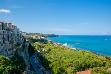 Naklejka na ściany i meble View to Tropea and Tyrrhenian Sea, Calabria, Italy