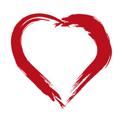 Heart . Grunge stamps, heart brush painting. Distressed heart symbols.