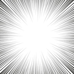 Naklejka premium Black radial speed line burst for background design or cartoon template. Comic Book Design Element. Abstract motion lines. Vector stripe pattern.