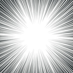 Fototapeta premium Black radial speed line burst for background design or cartoon template. Comic Book Design Element. Abstract motion lines. Vector stripe pattern.