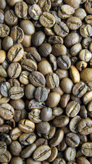 roasted coffee beans close-up. invigorating drink. power engineering specialist. Vertical image. .