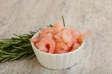 Tasty peeled prawn in the bowl