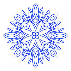  A design element. Mandala coloring book. Anti-stress coloring. Vector illustration drawn by hand with a blue line. Decorative round decoration for coloring books, greeting cards. Isolated pattern 