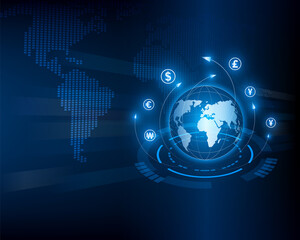 Currency exchange technology blue background eps10
