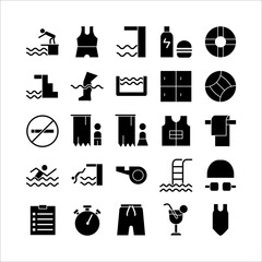 Swimming icon set vector solid for website, mobile app, presentation, social media.