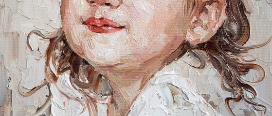 Obraz premium .Little girl laugh. The child smiles. Oil painting on canvas.