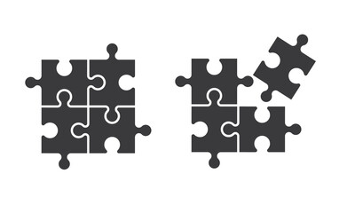 Two different groups of puzzles, icon.