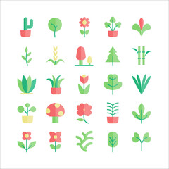 Plant icon set vector flat for website, mobile app, presentation, social media.