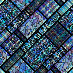 Vector seamless mosaic art pattern. Art background.