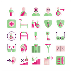 Disability icon set vector flat for website, mobile app, presentation, social media.