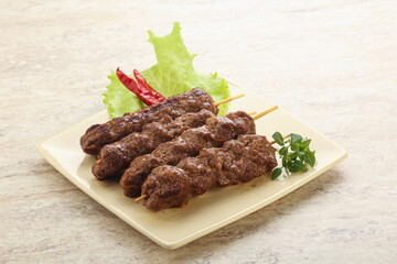 Beef kebab skewer minced meat