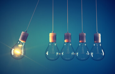 Newton's cradle made of light bulb.